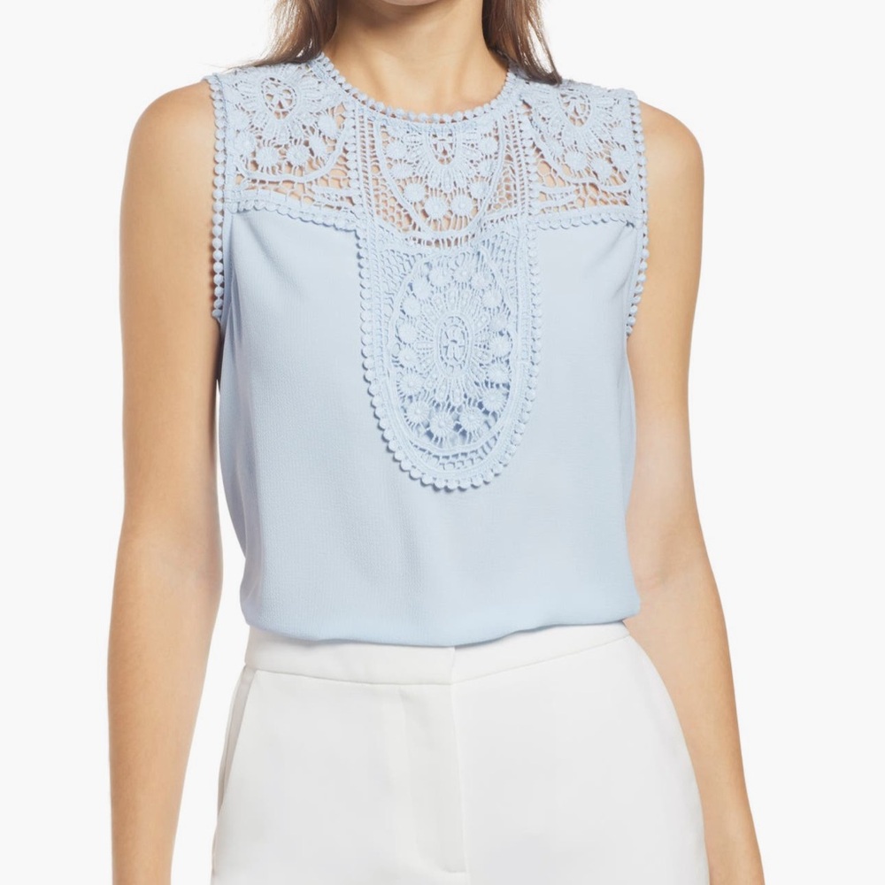 Boho lace and crepe sleeveless top